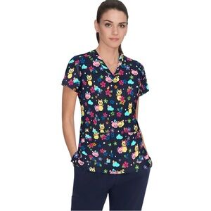 Scrubs Top French Bull by Koi Women’s Size XS Lulu Kitty Cloud